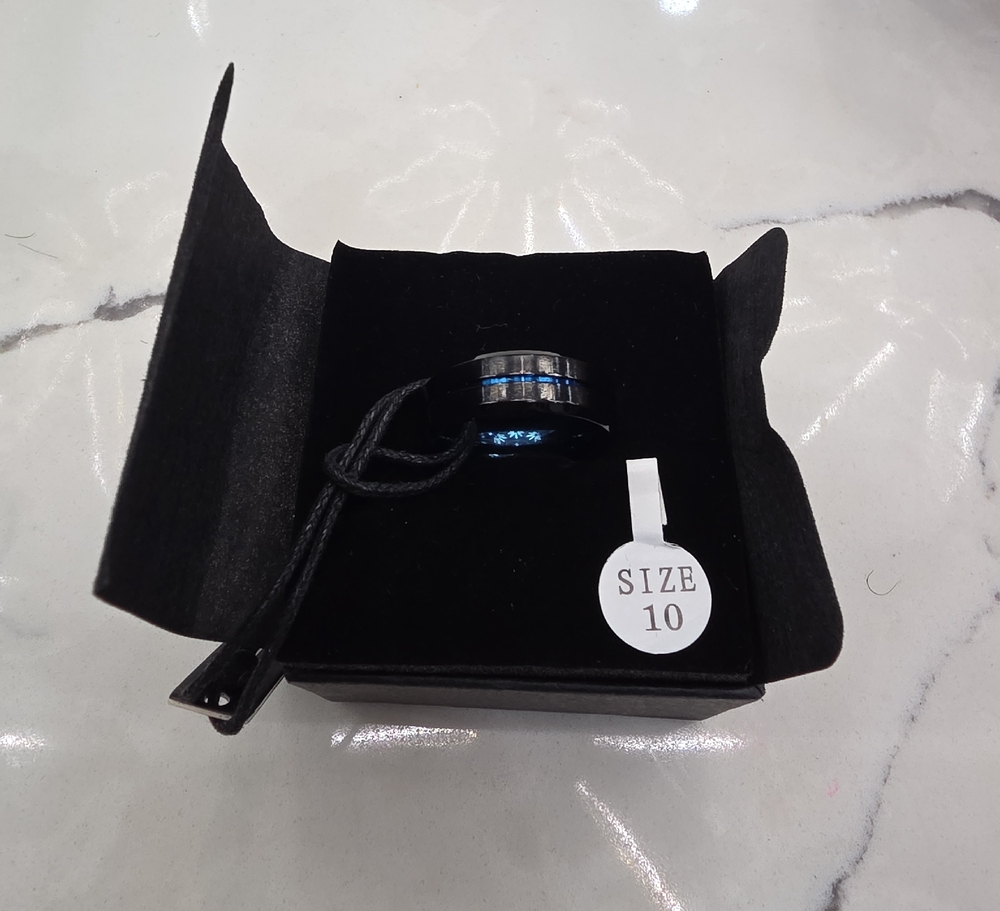 Men's Blue and Black Ring